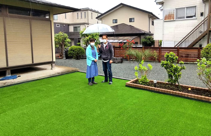 手がかけられないお庭は、人工芝でおしゃれ＆ローメンテナンスな別荘に～埼玉県Ｔ様邸 実家のお庭を人工芝生でリフォーム～人工芝生,人工芝,メリット,デメリット,DIY費用,DIY施工方法,人工芝おしゃれ