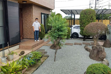 お客様の声/グリーンパトロールの口コミ、評判~藤沢市 S様様 庭木や庭石が多い庭・庭を整え雑草対策!・施工例・感想・口コミ・評判